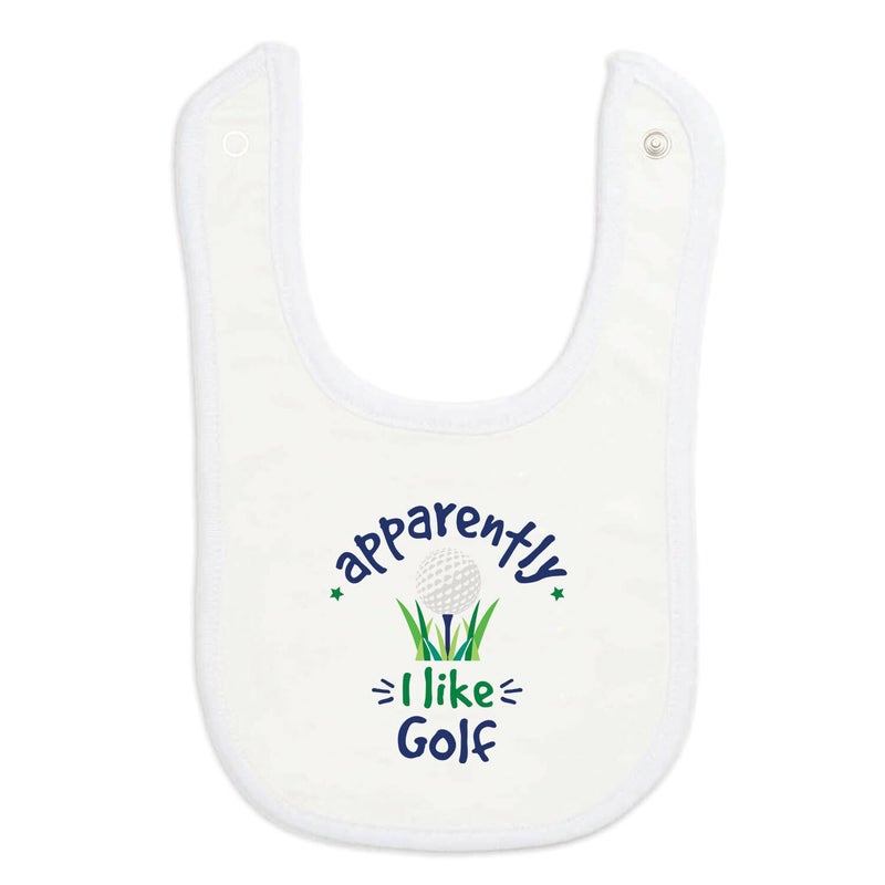 ChalkTalkSPORTS Golf Baby & Infant Bib | Apparently, I like Golf | Soft Microfiber Bib - Image 1
